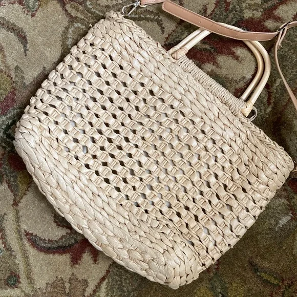 WOVEN STRAW TOTE BAG. - Picture 6 of 8